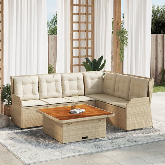 vidaXL Set muebles de jardín 5 pzas con cojines ratán sintético beige