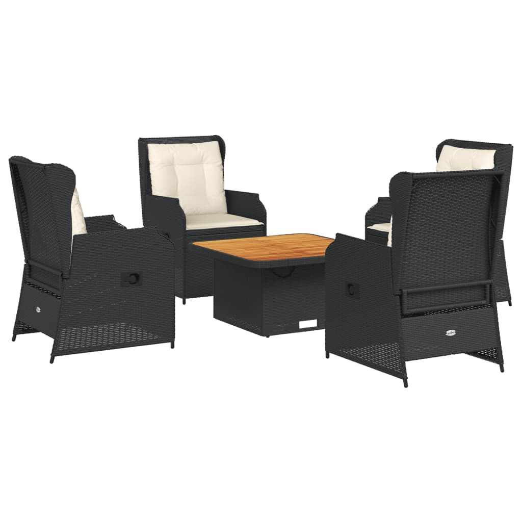 vidaXL Set de muebles de jardín 5 pzas y cojines ratán sintético negro