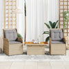 vidaXL Set muebles de jardín 3 piezas y cojines ratán sintético beige