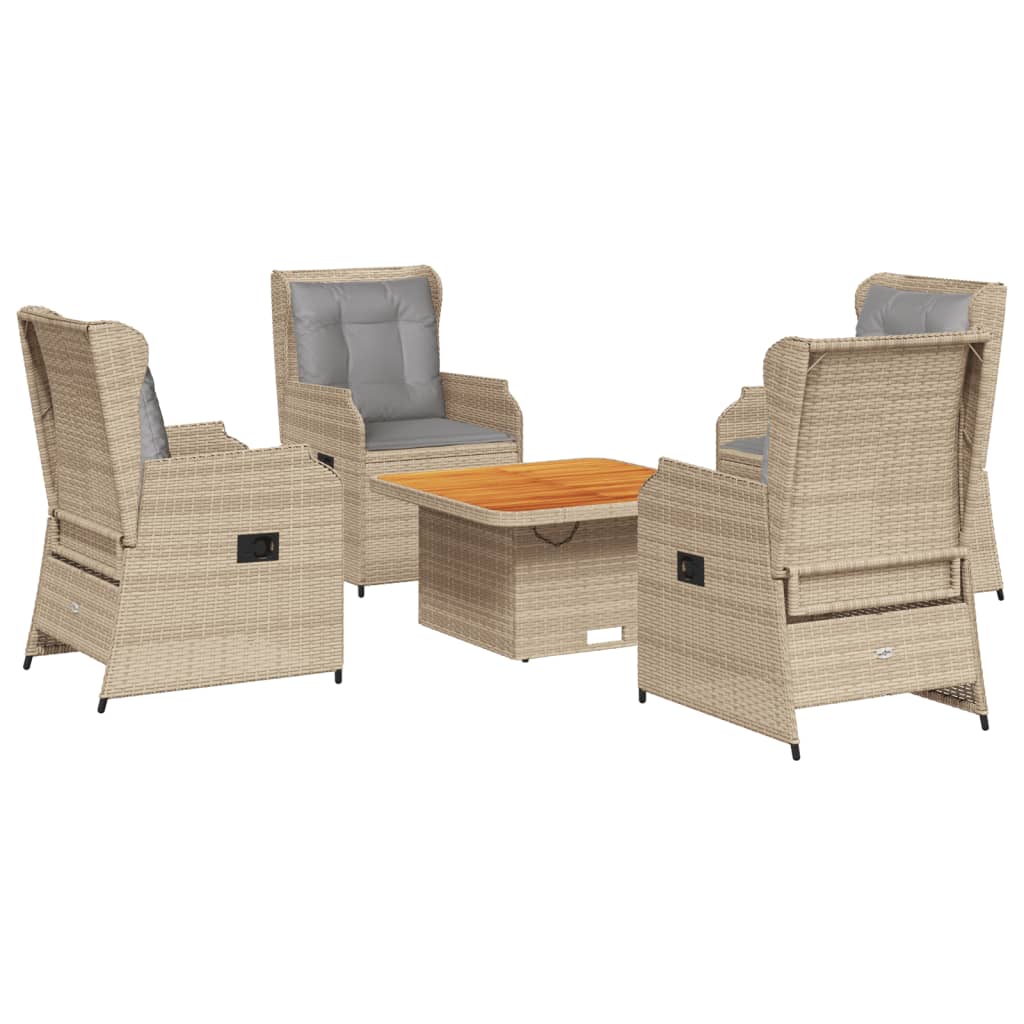 vidaXL Set muebles de jardín 5 pzas con cojines ratán sintético beige