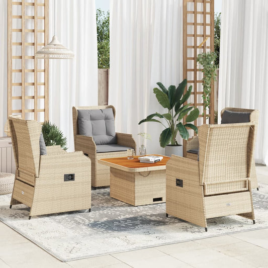 vidaXL Set muebles de jardín 5 pzas con cojines ratán sintético beige