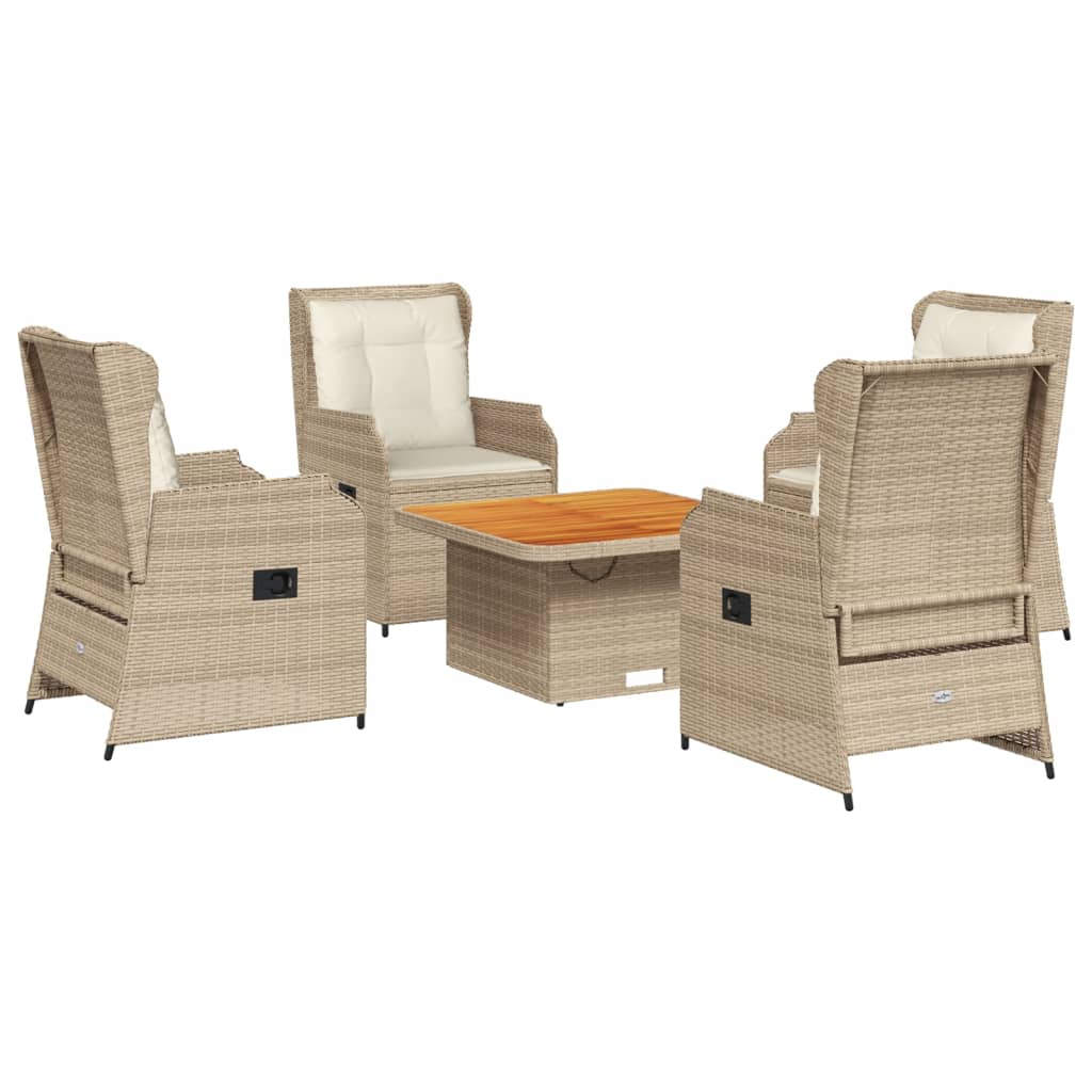 vidaXL Set muebles de jardín 5 pzas con cojines ratán sintético beige