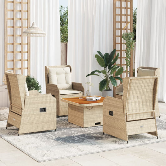 vidaXL Set muebles de jardín 5 pzas con cojines ratán sintético beige