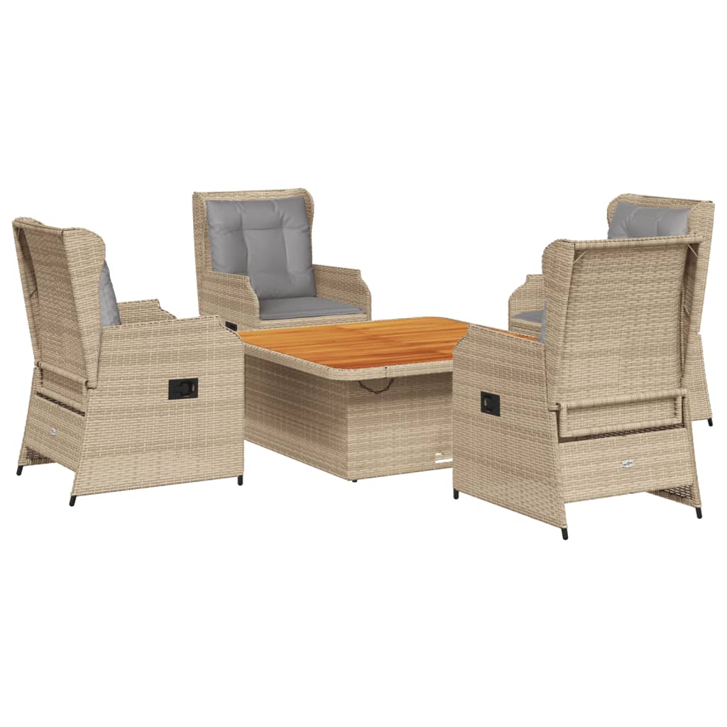 vidaXL Set muebles de jardín 5 pzas con cojines ratán sintético beige