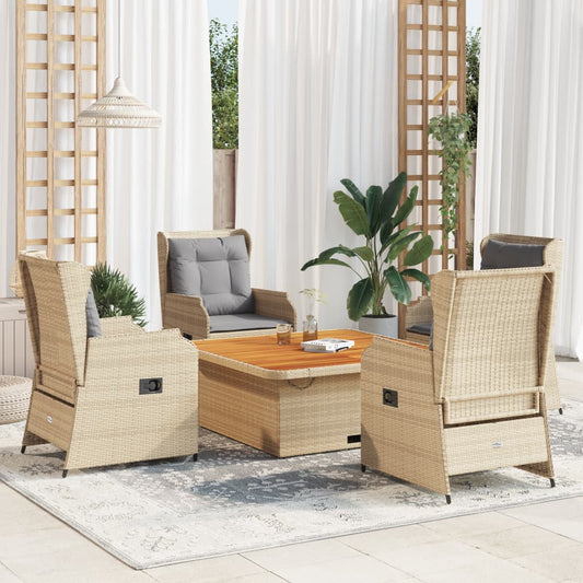 vidaXL Set muebles de jardín 5 pzas con cojines ratán sintético beige