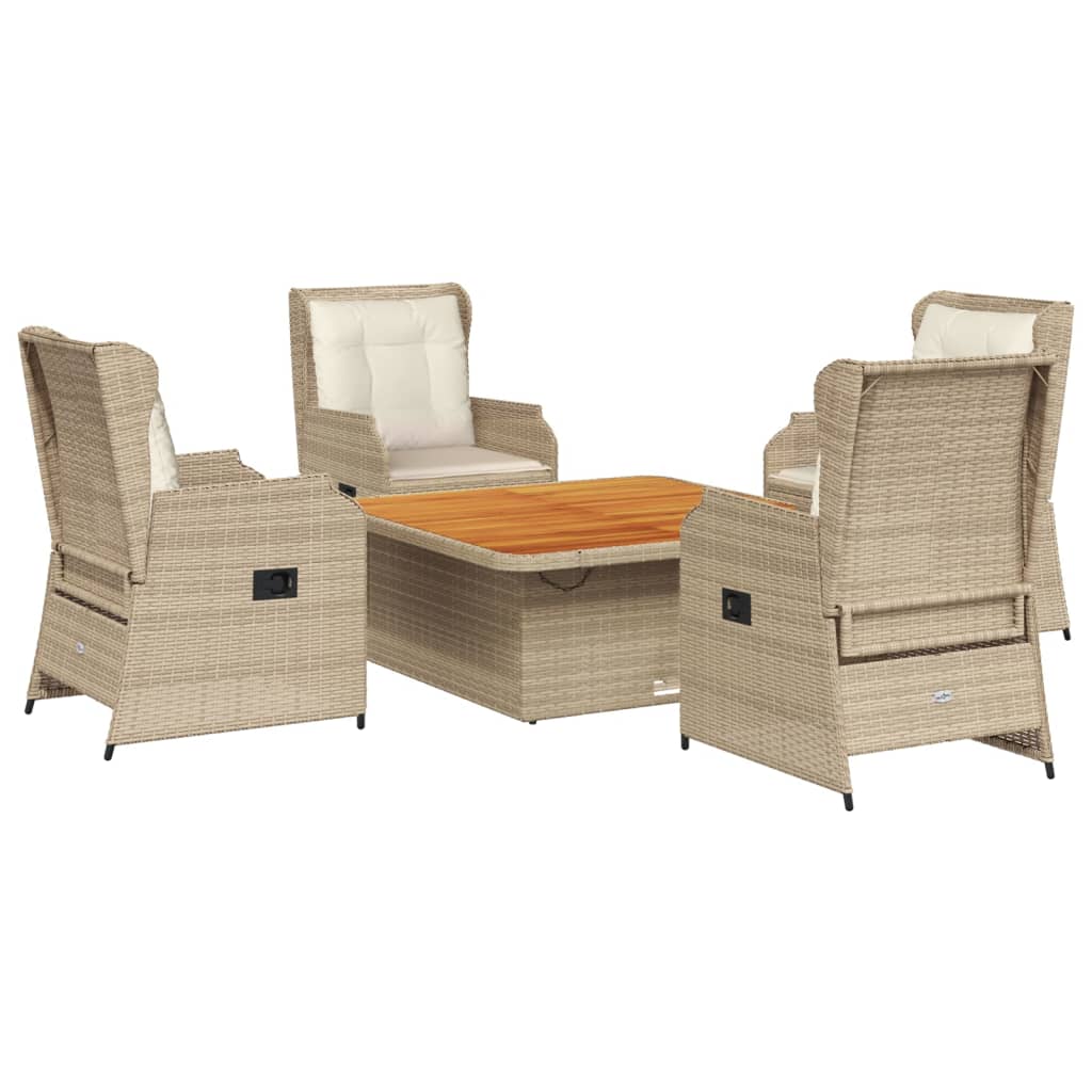 vidaXL Set muebles de jardín 5 pzas con cojines ratán sintético beige