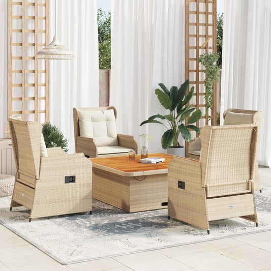 vidaXL Set muebles de jardín 5 pzas con cojines ratán sintético beige