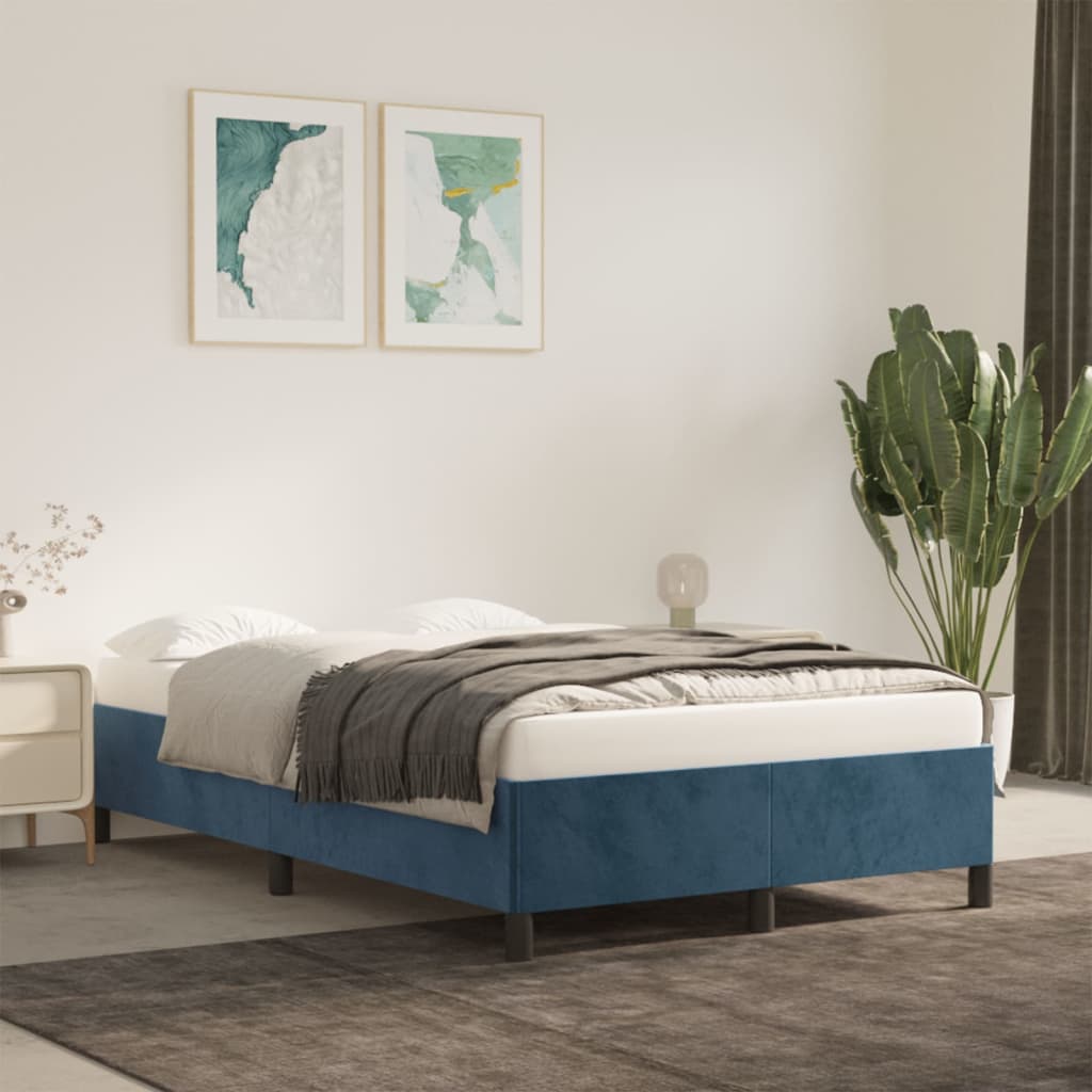 vidaXL Estructura de cama sin colchón terciopelo azul oscuro 120x190cm