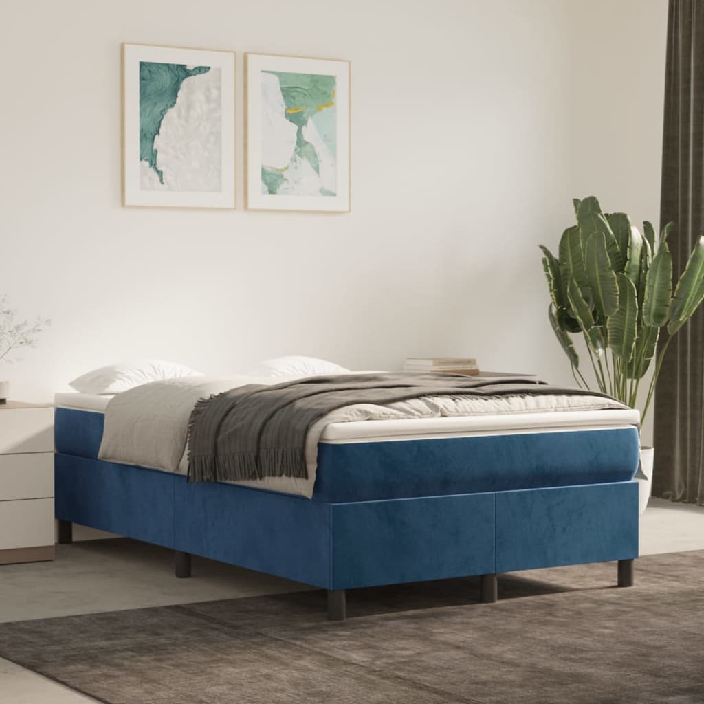 vidaXL Cama box spring con colchón terciopelo azul oscuro 120x190 cm