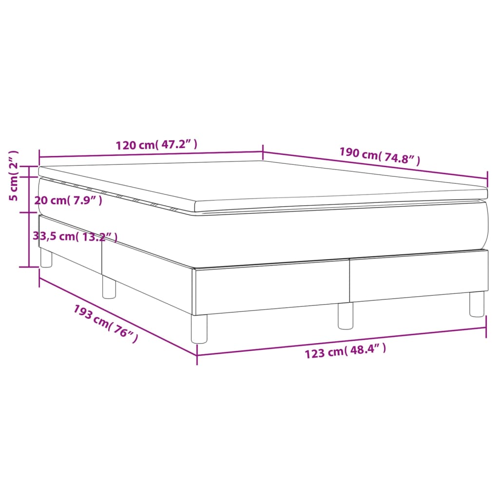 vidaXL Cama box spring con colchón terciopelo azul oscuro 120x190 cm