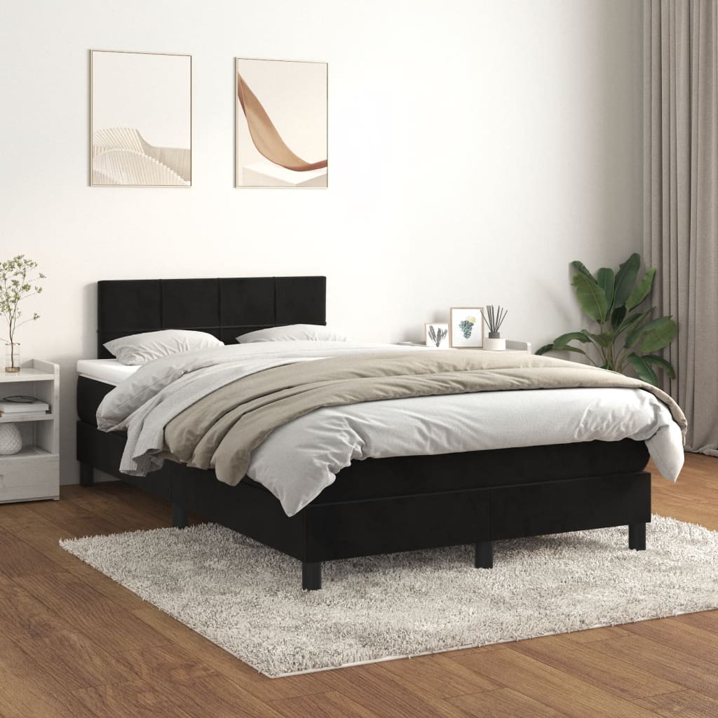 vidaXL Cama box spring con colchón terciopelo negro 120x190 cm