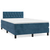 vidaXL Cama box spring con colchón terciopelo azul oscuro 120x190 cm