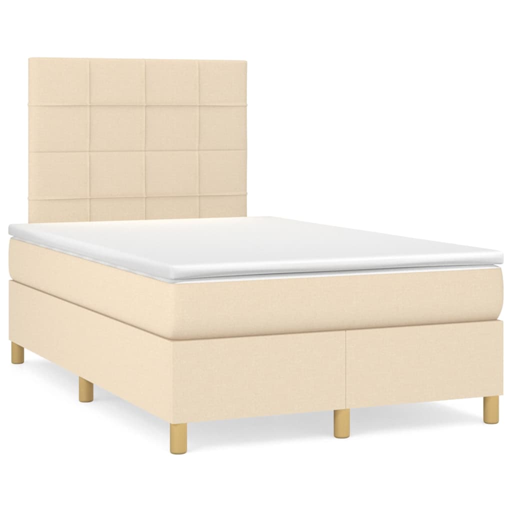 vidaXL Cama box spring con colchón tela color crema 120x190 cm