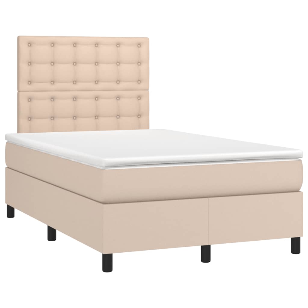 vidaXL Cama box spring con colchón cuero sintético capuchino 120x190cm