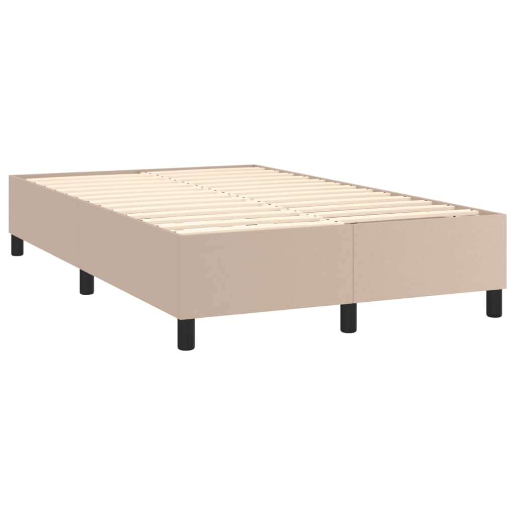 vidaXL Cama box spring con colchón cuero sintético capuchino 120x190cm