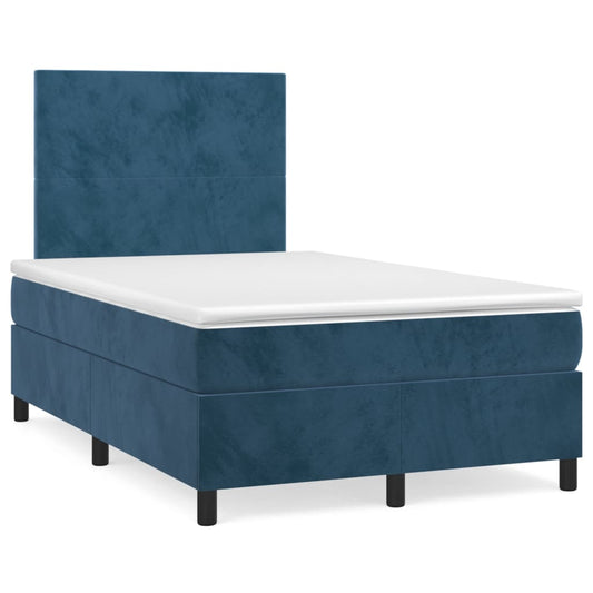 vidaXL Cama box spring con colchón terciopelo azul oscuro 120x190 cm