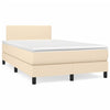 vidaXL Cama box spring con colchón y luces LED tela crema 120x190 cm