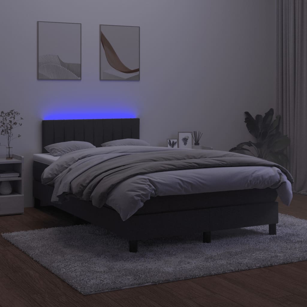 vidaXL Cama box spring con colchón y LED terciopelo negro 120x190 cm