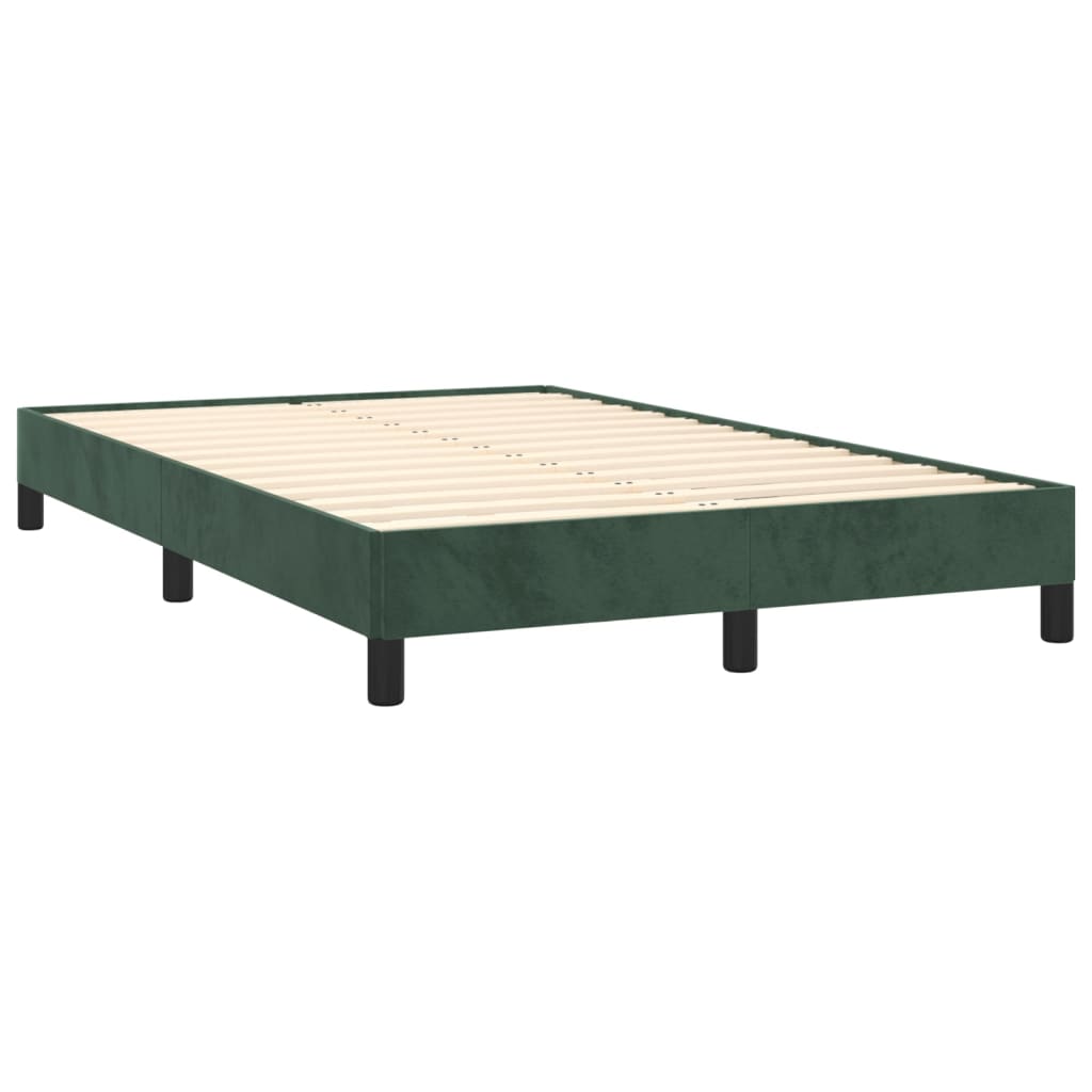 vidaXL Cama box spring colchón y LED terciopelo verde oscuro 120x190cm