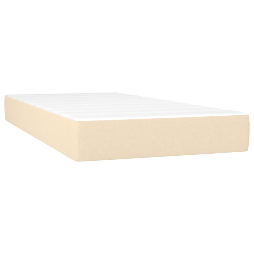 vidaXL Cama box spring con colchón y luces LED tela crema 120x190 cm