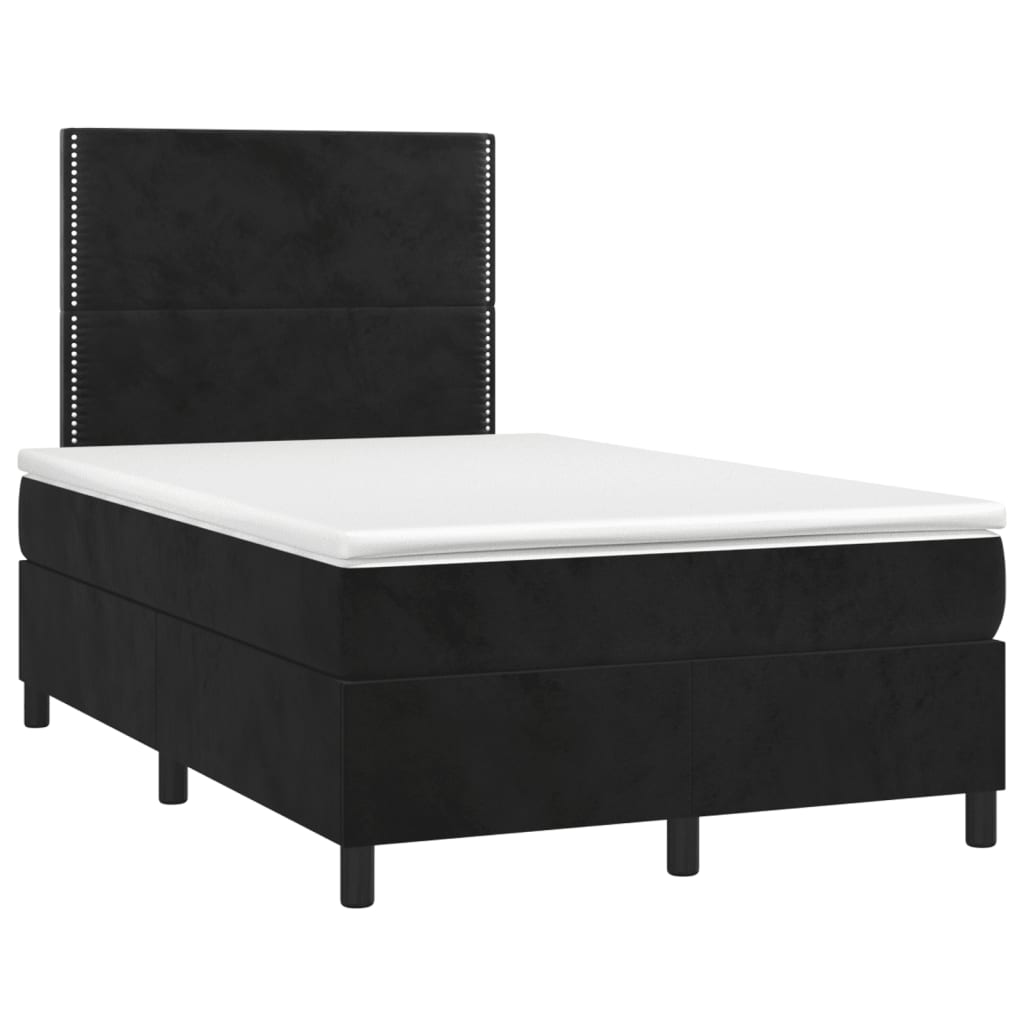 vidaXL Cama box spring con colchón y LED terciopelo negro 120x190 cm