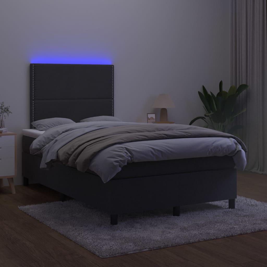 vidaXL Cama box spring con colchón y LED terciopelo negro 120x190 cm