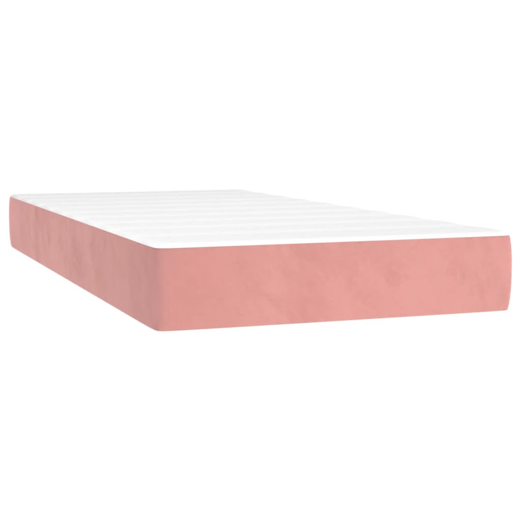 vidaXL Cama box spring con colchón y LED terciopelo rosa 120x190 cm