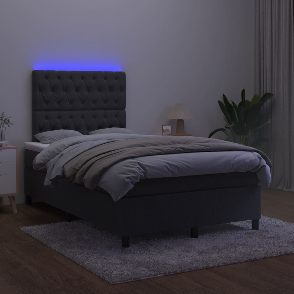 vidaXL Cama box spring con colchón y LED terciopelo negro 120x190 cm