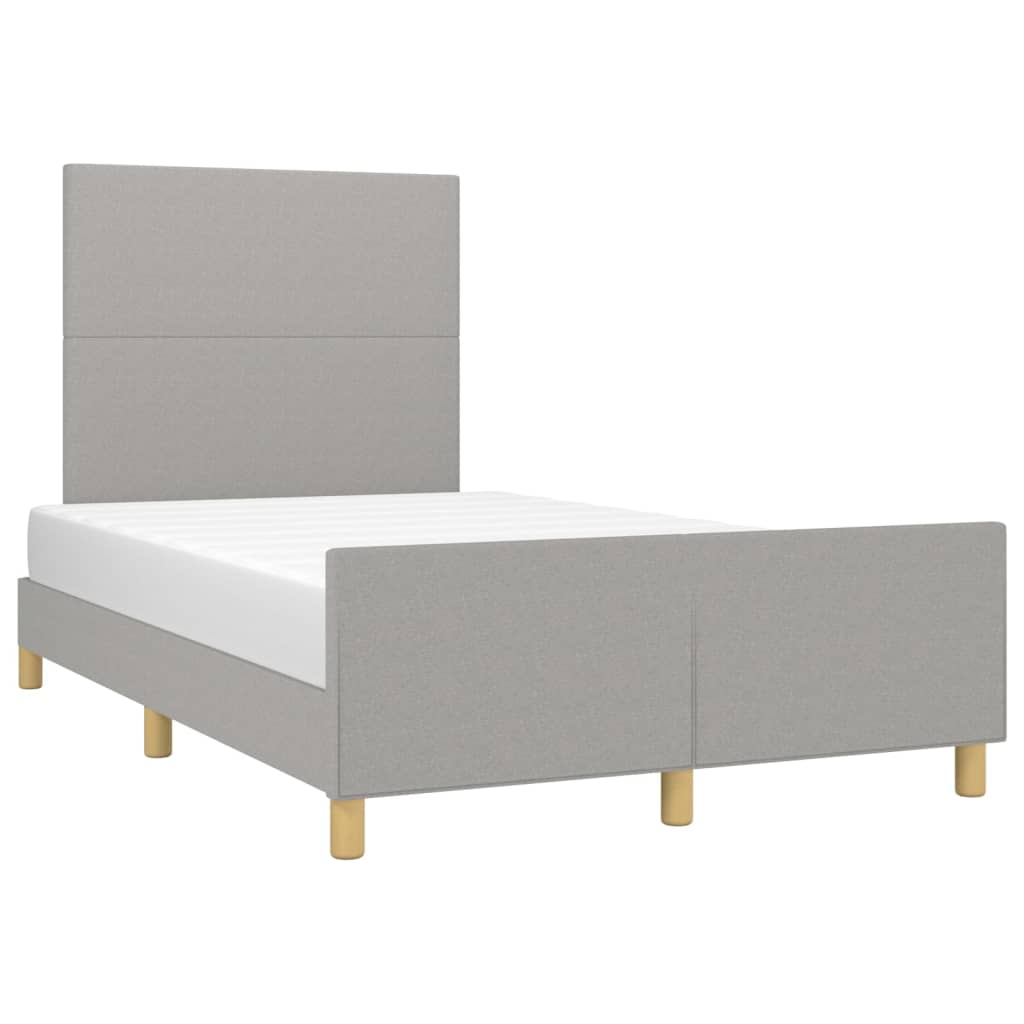 vidaXL Estructura de cama con cabecero tela gris claro 120x190 cm