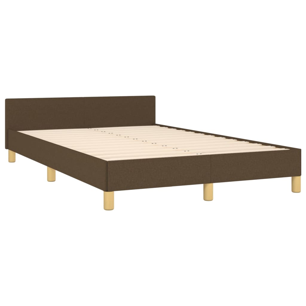 vidaXL Estructura de cama con cabecero tela marrón oscuro 120x190 cm