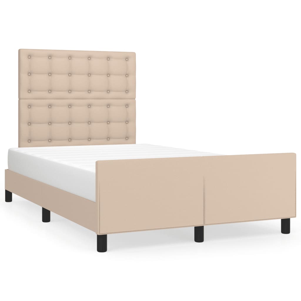 vidaXL Estructura cama sin colchón cuero sintético capuchino 120x190cm