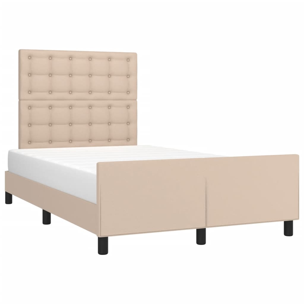 vidaXL Estructura cama sin colchón cuero sintético capuchino 120x190cm