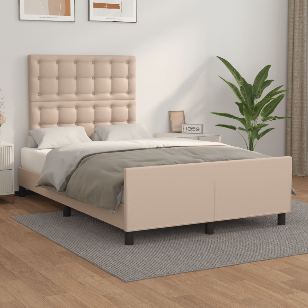 vidaXL Estructura cama sin colchón cuero sintético capuchino 120x190cm