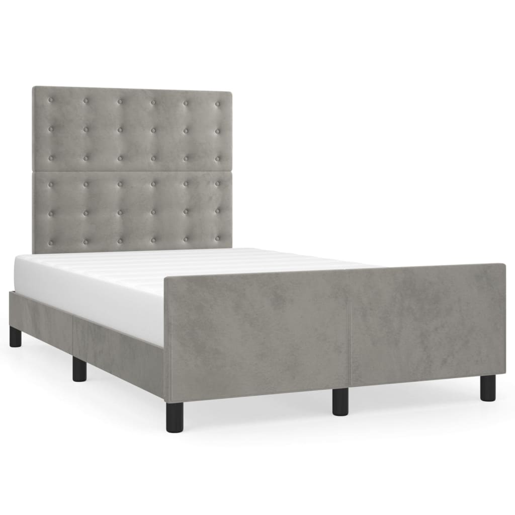 vidaXL Estructura de cama sin colchón terciopelo gris claro 120x190 cm