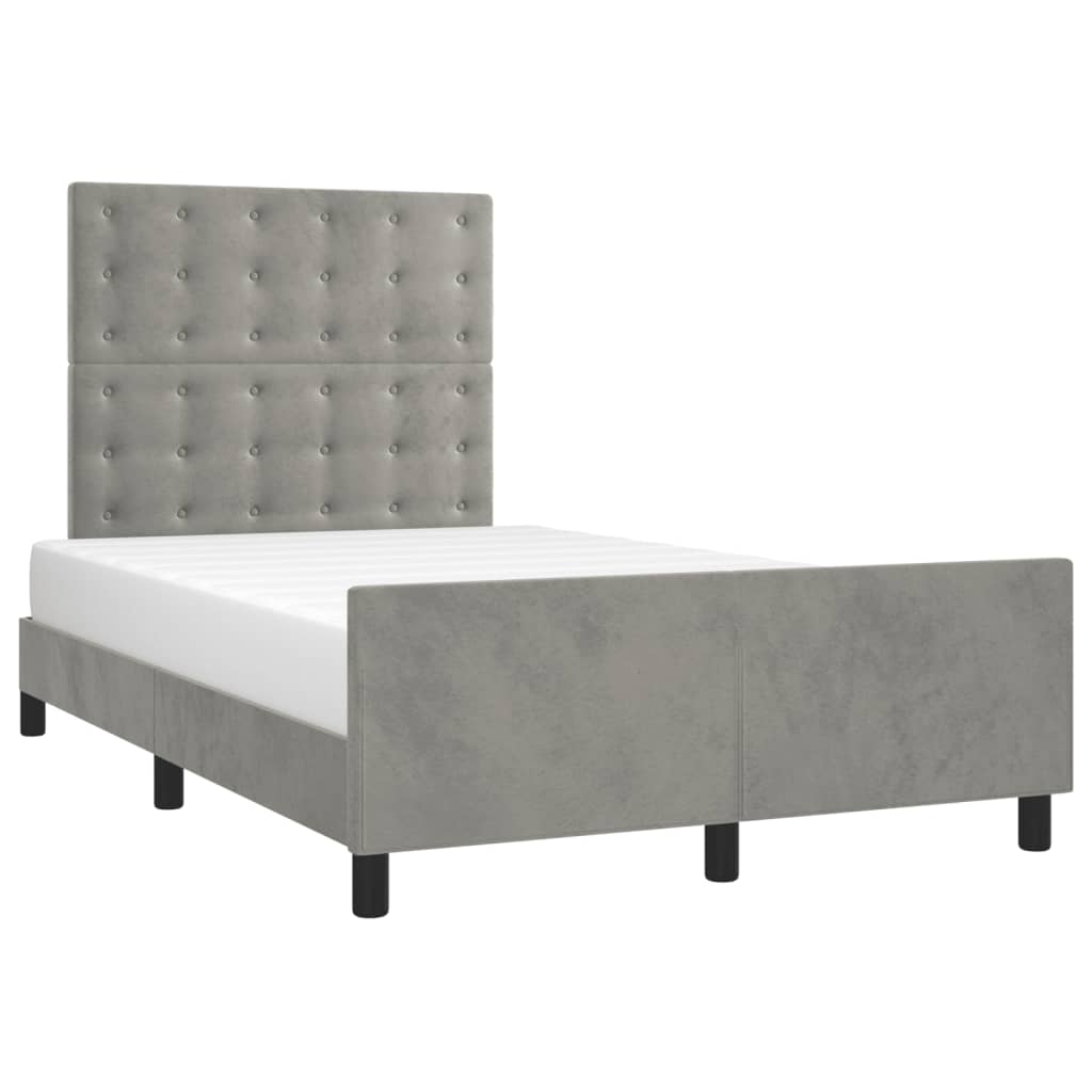 vidaXL Estructura de cama sin colchón terciopelo gris claro 120x190 cm