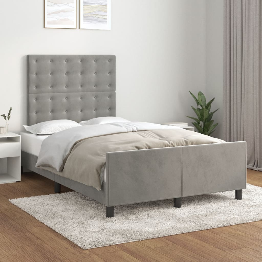 vidaXL Estructura de cama sin colchón terciopelo gris claro 120x190 cm