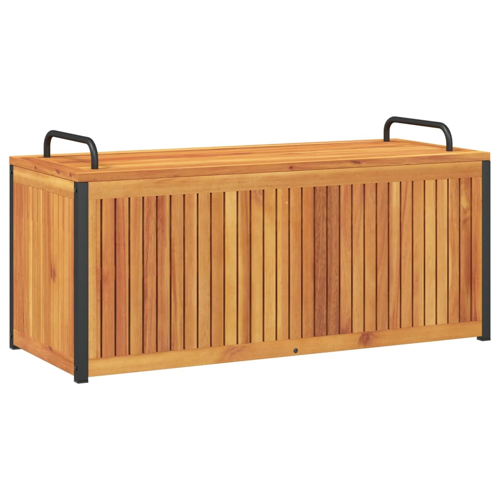 vidaXL Baúl de cojines de jardín acacia maciza y acero 110x45x42/53 cm