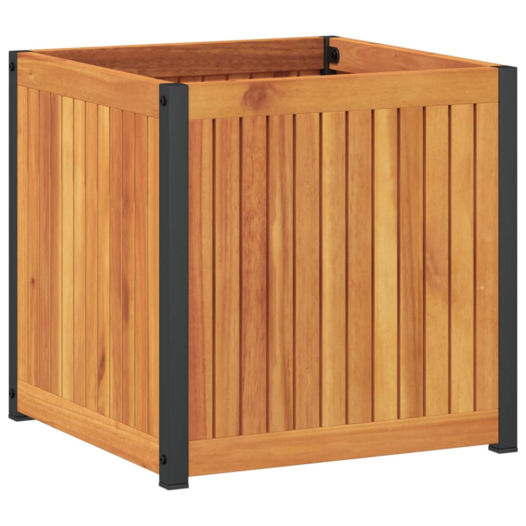 vidaXL Jardinera de madera maciza de acacia y acero 45x45x44 cm