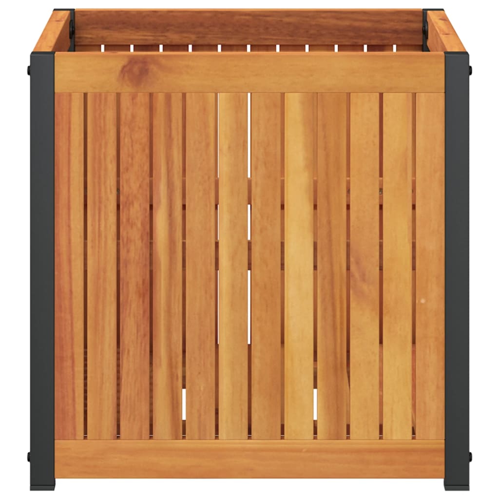 vidaXL Jardinera de madera maciza de acacia y acero 45x45x44 cm