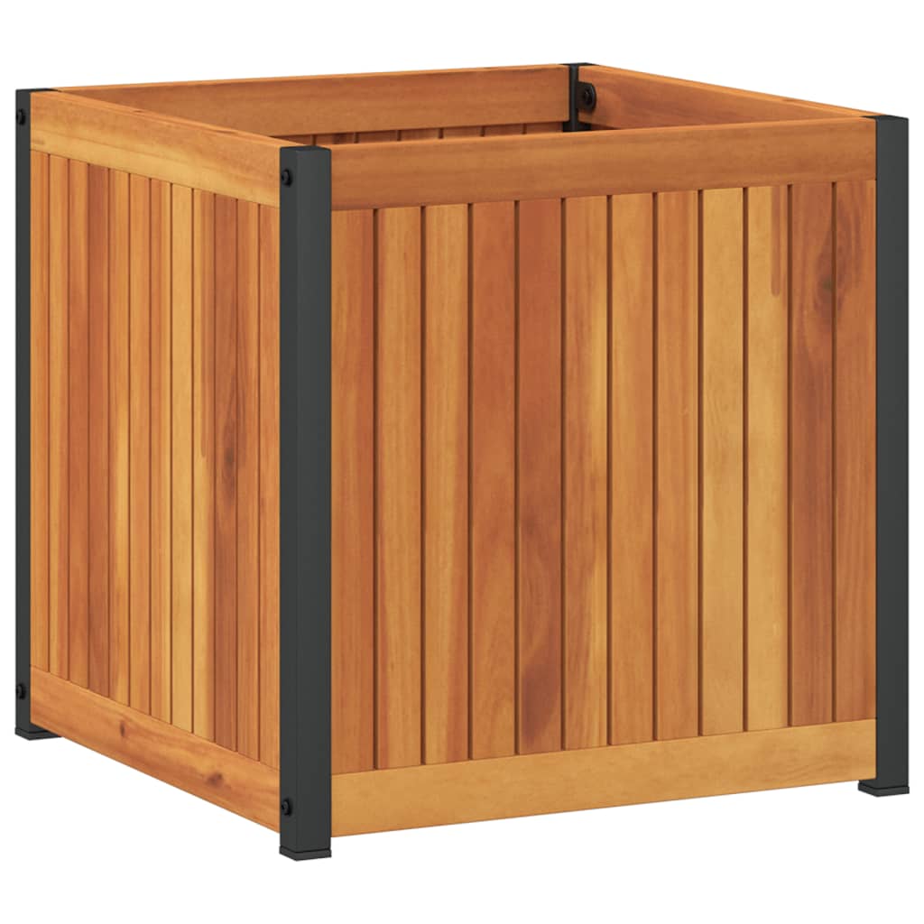 vidaXL Jardinera de madera maciza de acacia y acero 45x45x44 cm