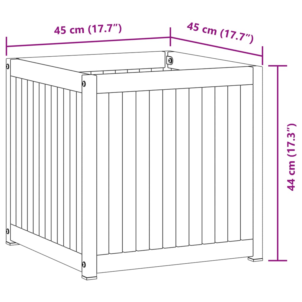 vidaXL Jardinera de madera maciza de acacia y acero 45x45x44 cm