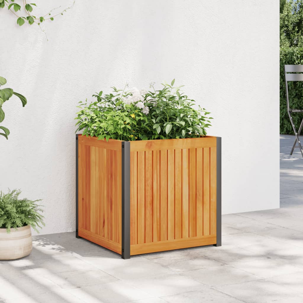 vidaXL Jardinera de madera maciza de acacia y acero 45x45x44 cm