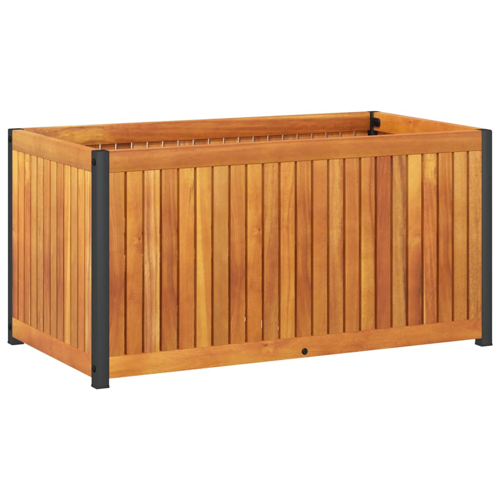 vidaXL Jardinera de madera maciza de acacia y acero 85x45x44 cm