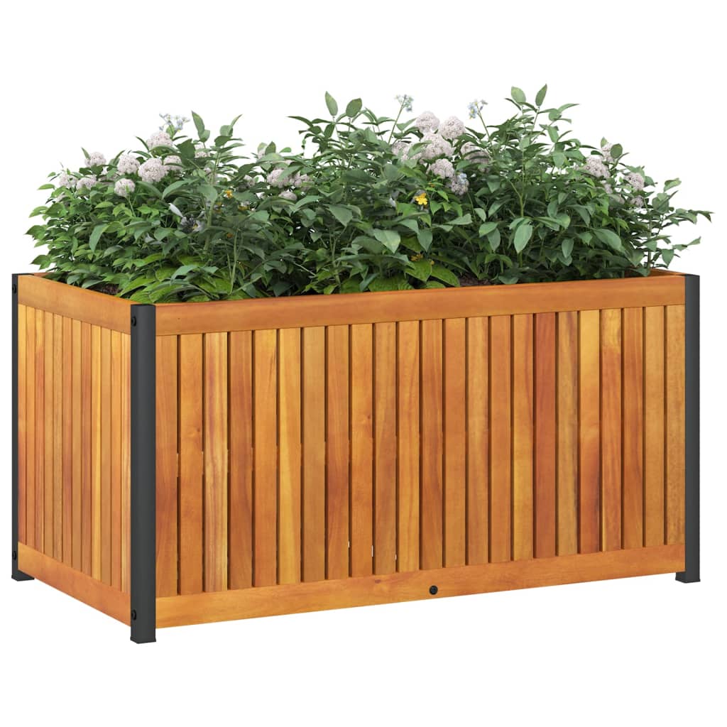 vidaXL Jardinera de madera maciza de acacia y acero 85x45x44 cm