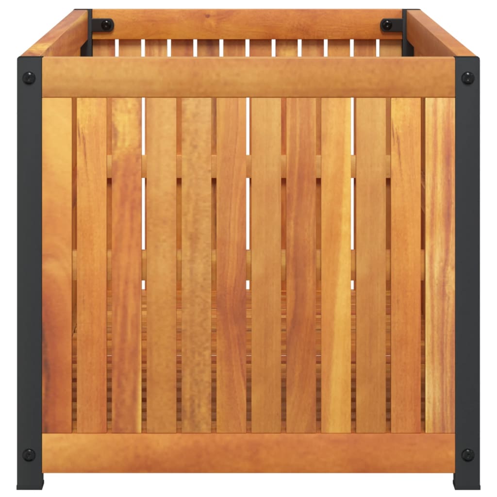 vidaXL Jardinera de madera maciza de acacia y acero 85x45x44 cm