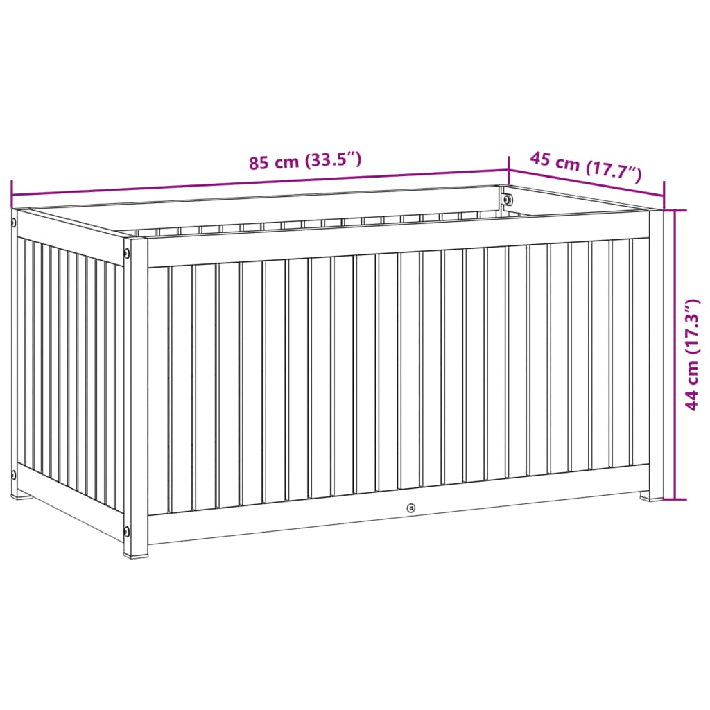 vidaXL Jardinera de madera maciza de acacia y acero 85x45x44 cm