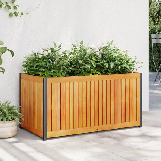 vidaXL Jardinera de madera maciza de acacia y acero 85x45x44 cm