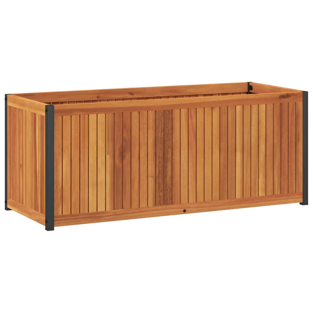 vidaXL Jardinera de madera maciza de acacia y acero 110x45x44 cm