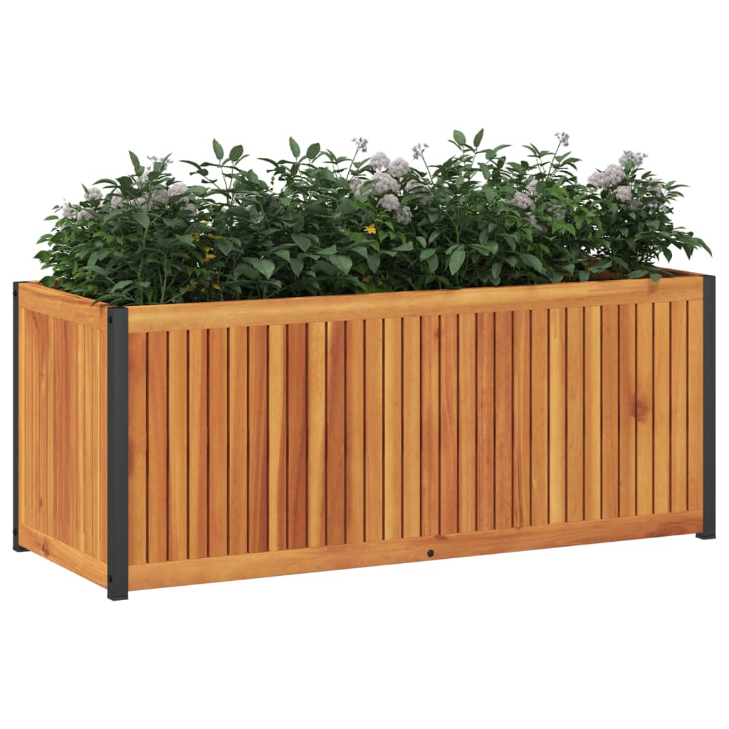 vidaXL Jardinera de madera maciza de acacia y acero 110x45x44 cm