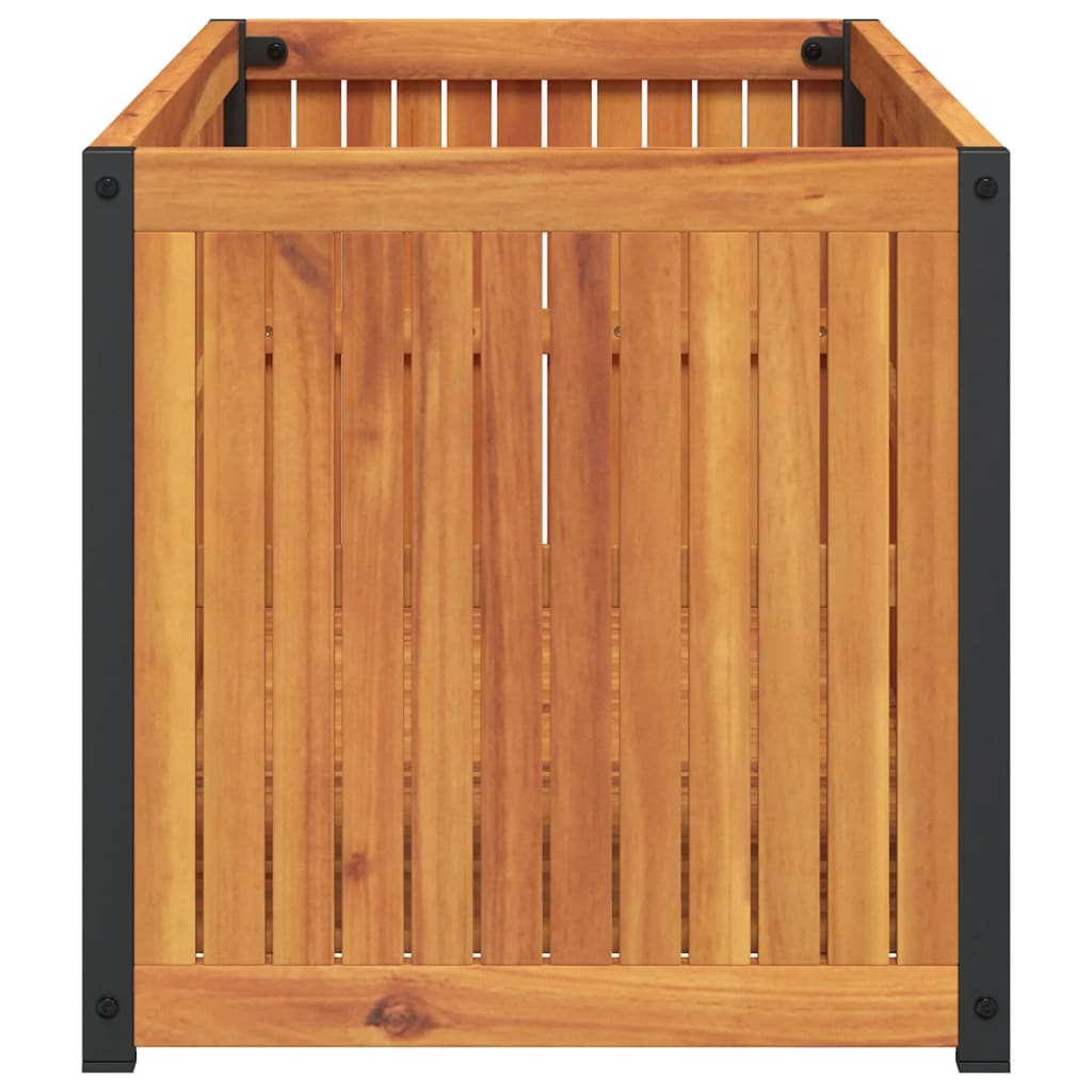 vidaXL Jardinera de madera maciza de acacia y acero 110x45x44 cm